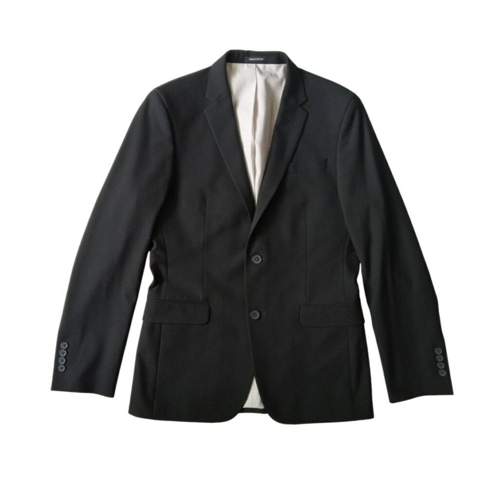 Egara Solid Black Skinny Fit Stretch Suit Blazer Jacket Men's Size 38 Regular